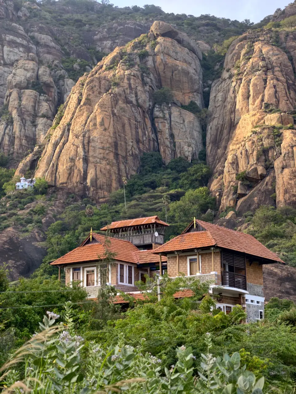A heritage home below granite cliffs in Kanyakumari