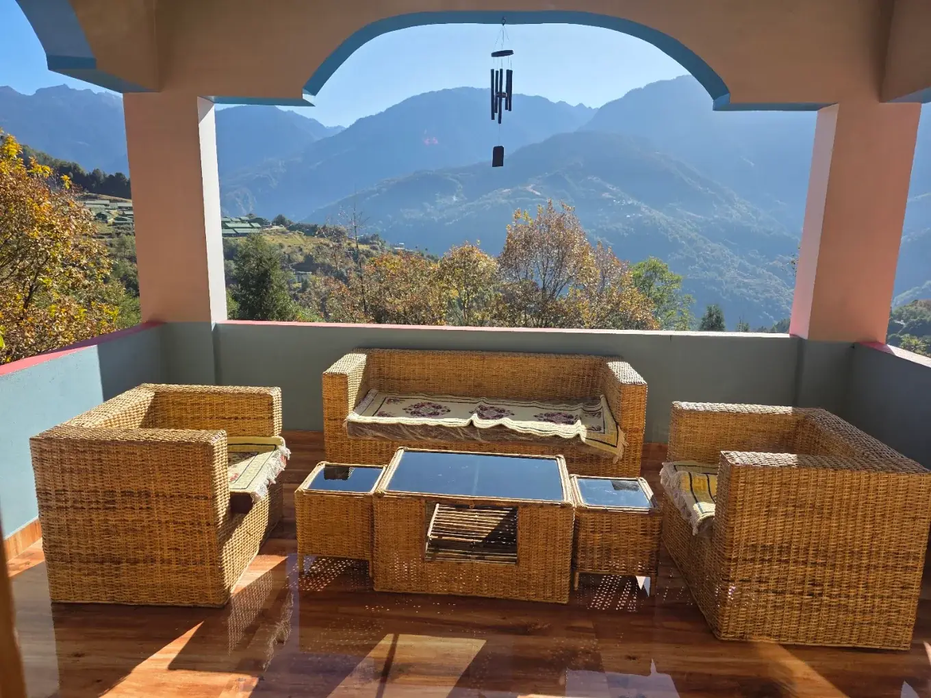 Mountain view from a hill-lounge stay in Tawang